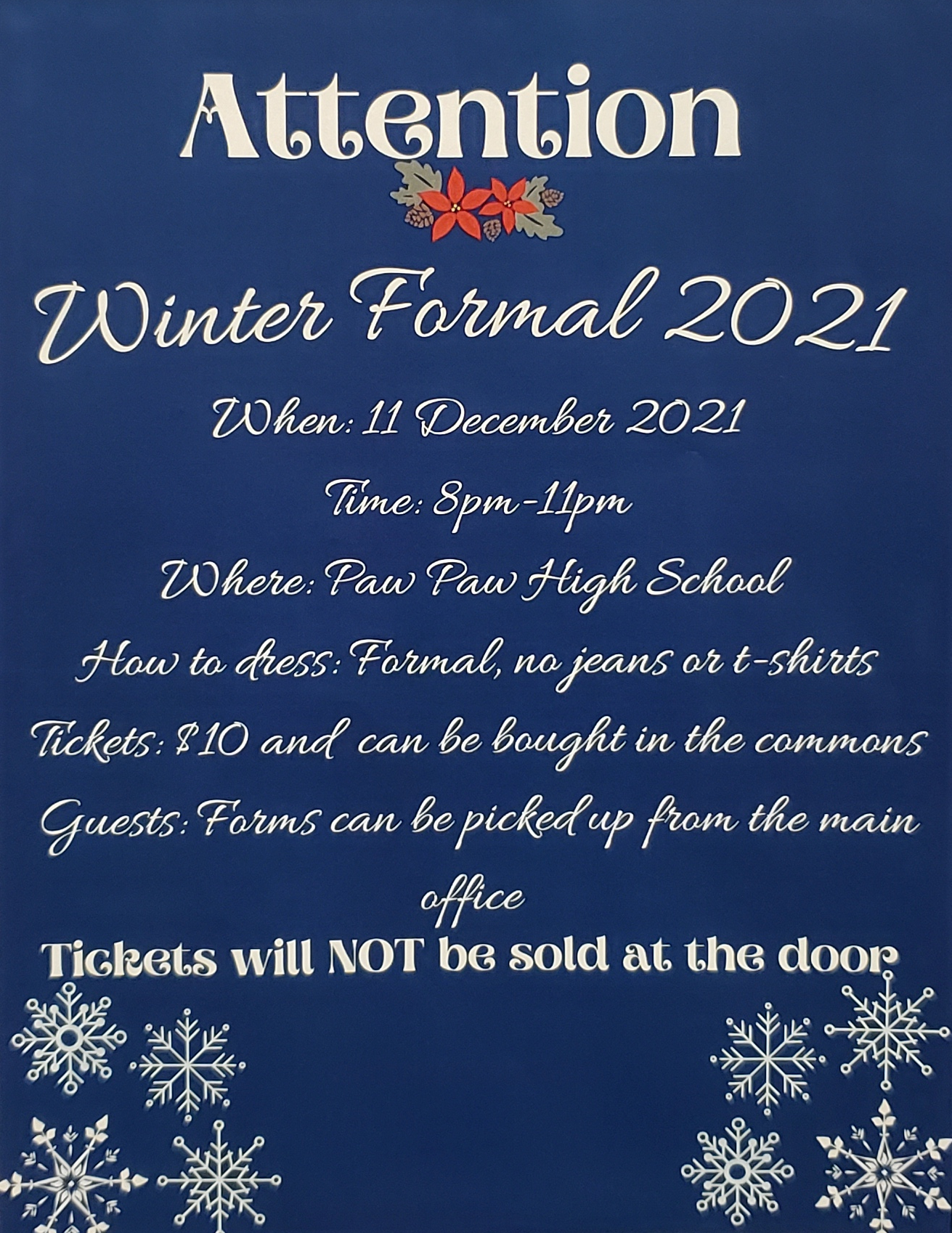 Poster for the Winter Formal Dance 2021
